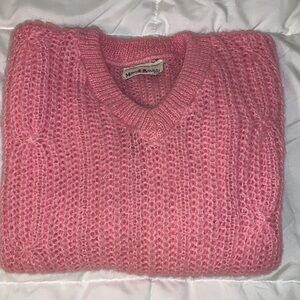 Monte Vardi Vintage Pullover Vee-Neck Sweater, Mohair-Acrylic Blend, Crop Style